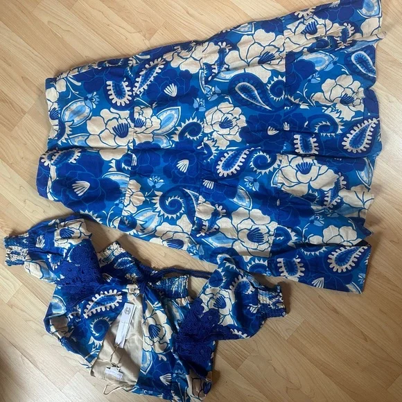 House of Harlow 1960 2 Piece Linen Maxi Skirt Set - Picture 4 of 8